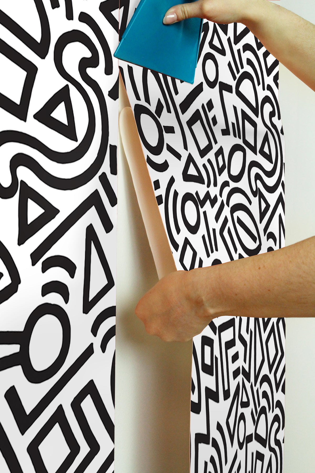 Doodle Abstract Design Pattern peel and stick wallpaper - how to stick