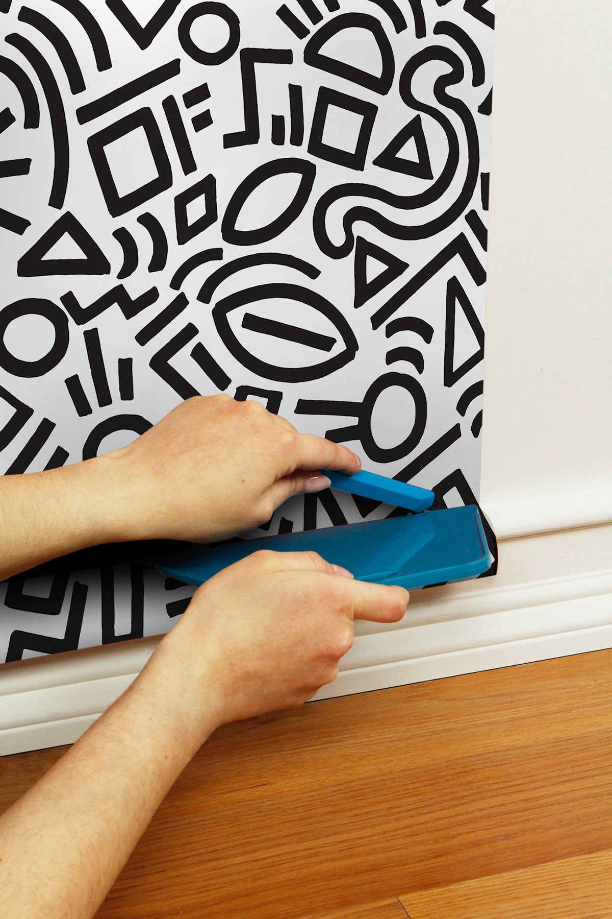 Doodle Abstract Design Pattern peel and stick wallpaper - how to stick