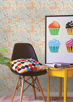 Doodle Abstract Design Pattern peel and stick wallpaper in a room setting