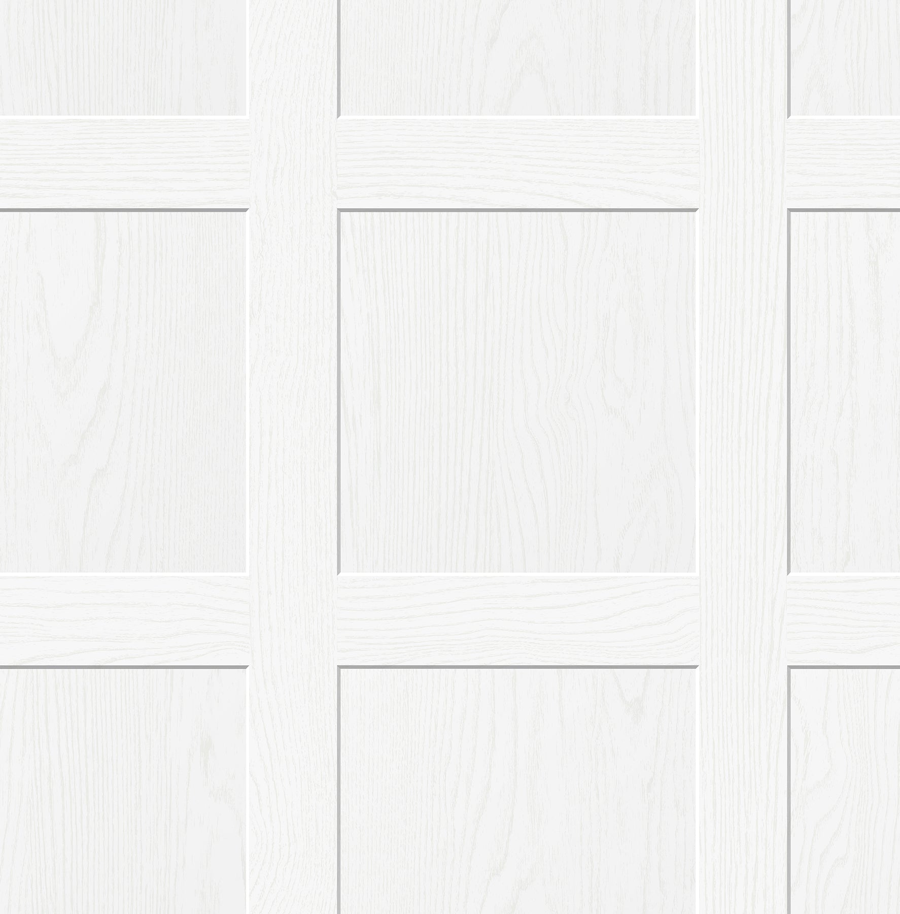 A chart titled “How Much Ashley Stark Home Chase Wood Peel and Stick Wallpaper?” by WallPops displays a grid for estimating the number of wallpaper rolls needed based on wall length 6–46 ft and ceiling height 8–12 ft, with small diagrams showing how to measure each. Each roll covers 30.75 sq ft.