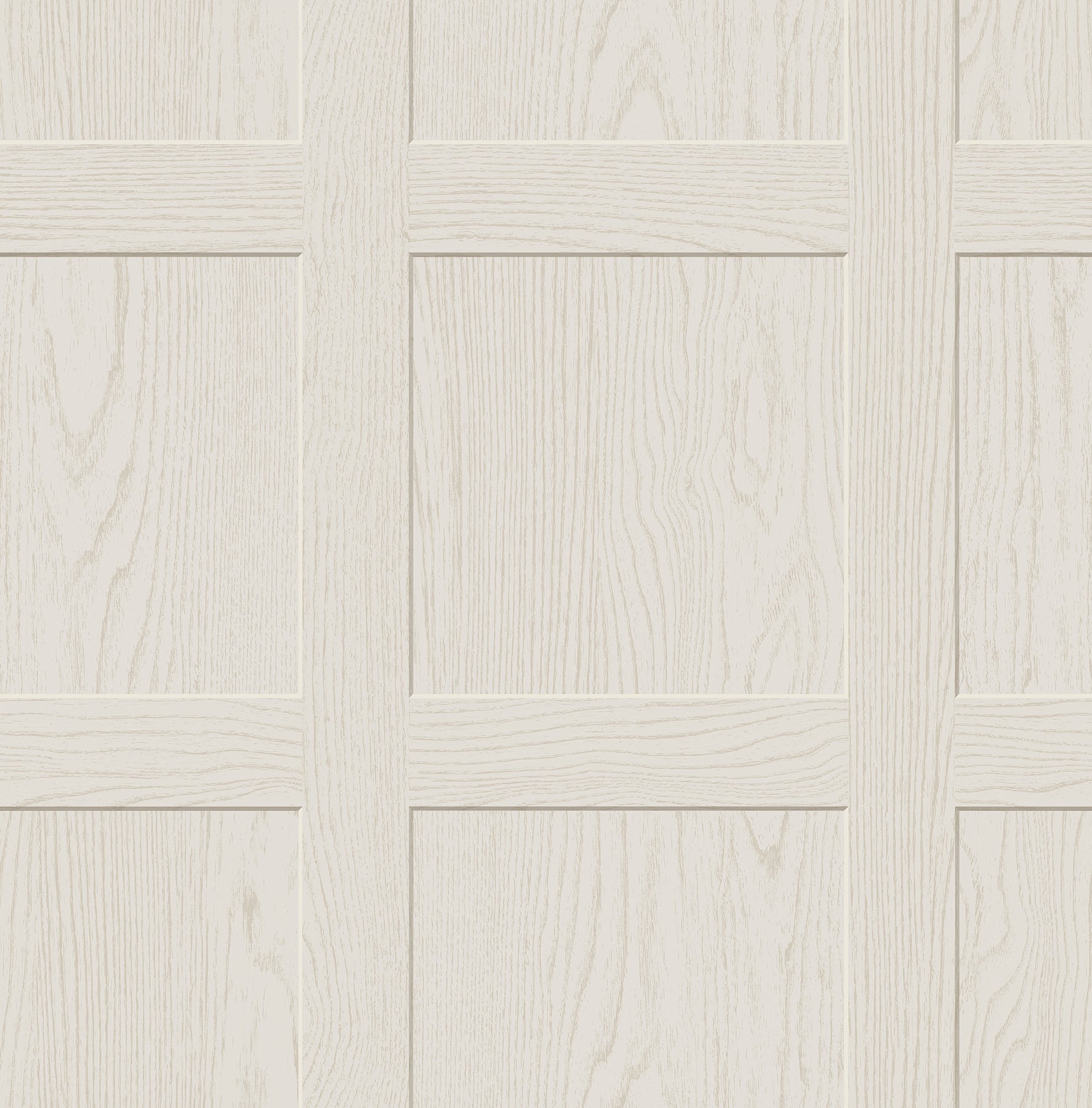 A chart titled “How Much Ashley Stark Home Chase Wood Peel and Stick Wallpaper?” by WallPops displays a grid for estimating the number of wallpaper rolls needed based on wall length 6–46 ft and ceiling height 8–12 ft, with small diagrams showing how to measure each. Each roll covers 30.75 sq ft.
