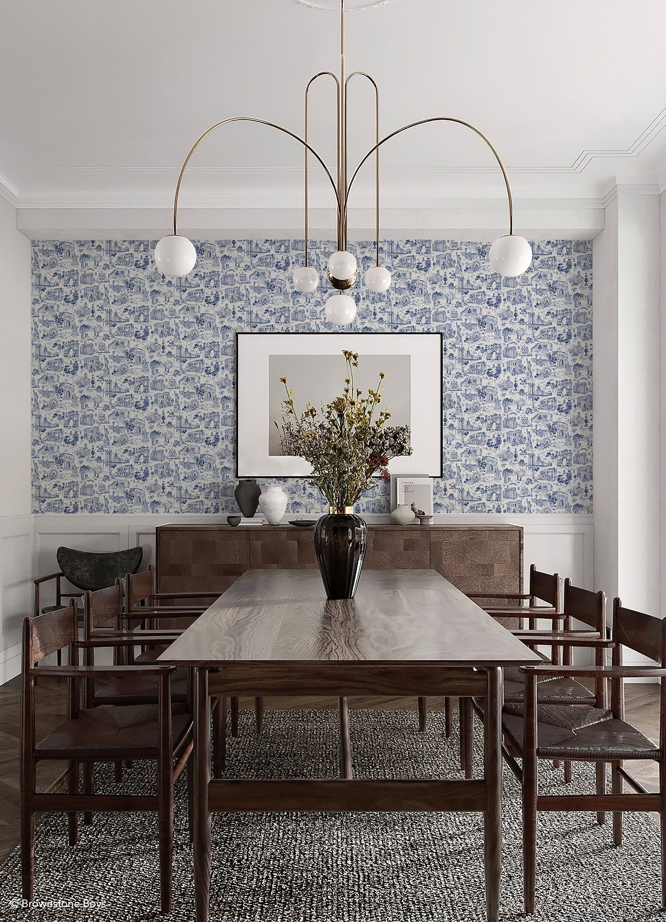 Toile de New York P&S Wallpaper in a room setting