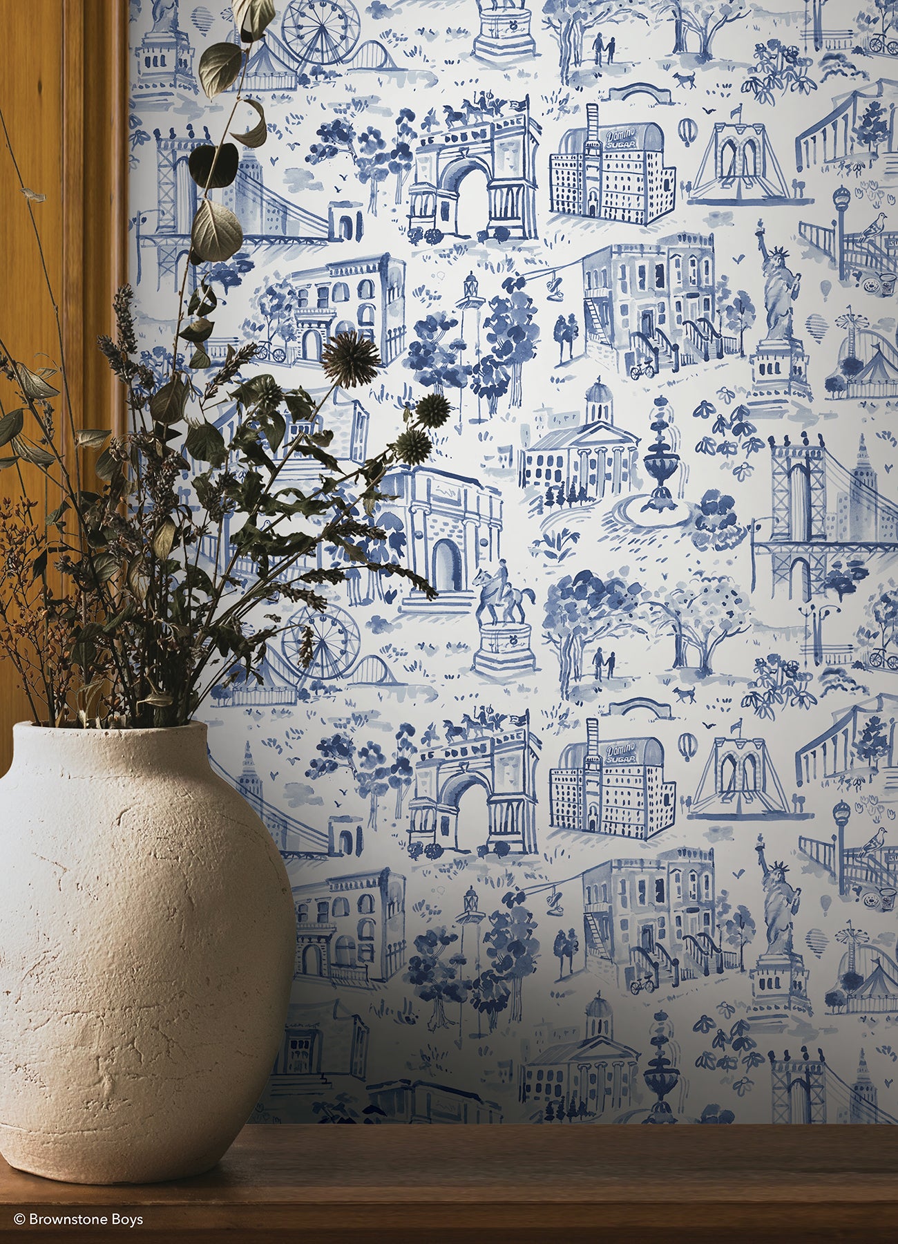 Toile de New York P&S Wallpaper in a room setting