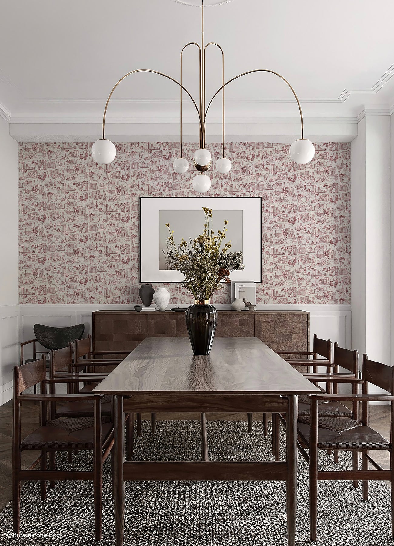 Toile de New York P&S Wallpaper in a room setting