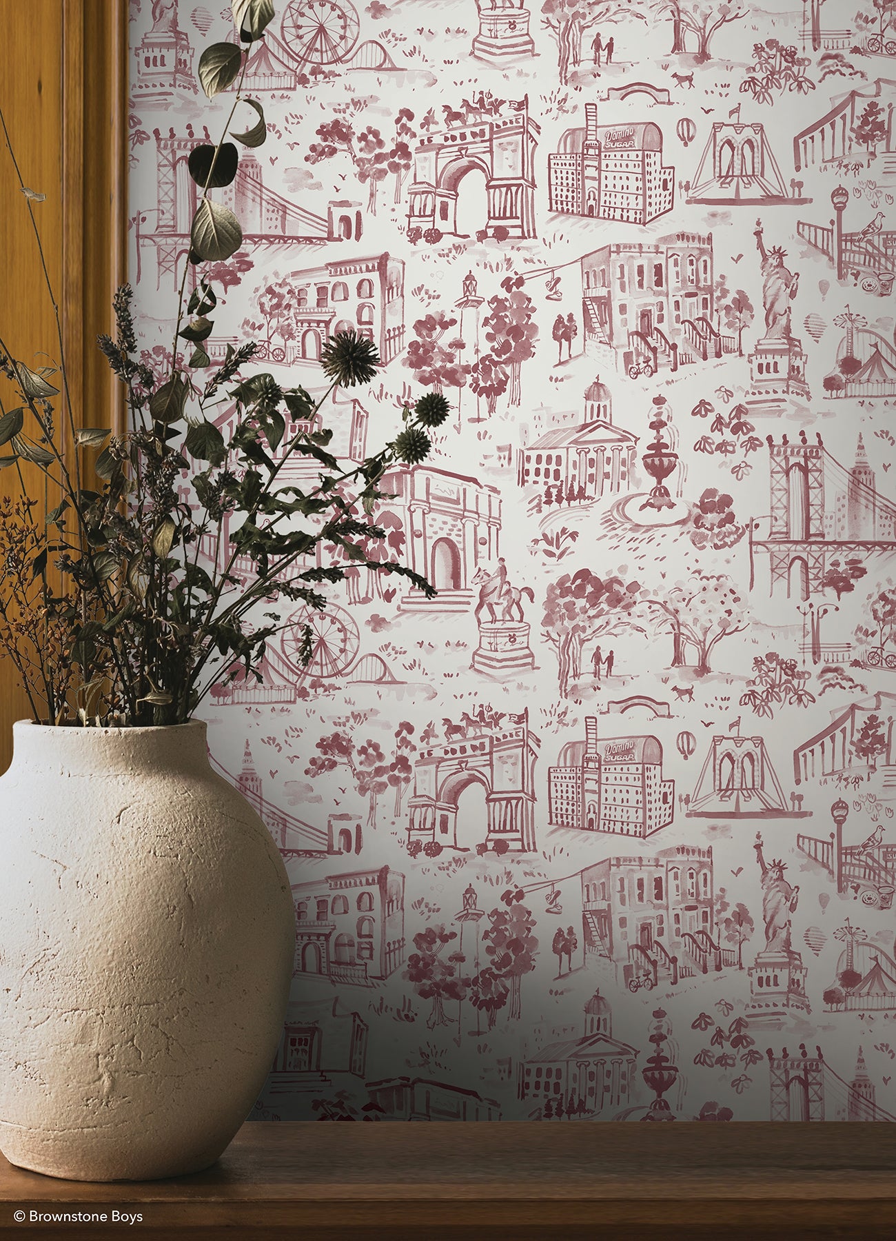 Toile de New York P&S Wallpaper in a room setting