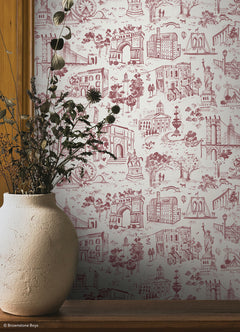 Toile de New York P&S Wallpaper in a room setting