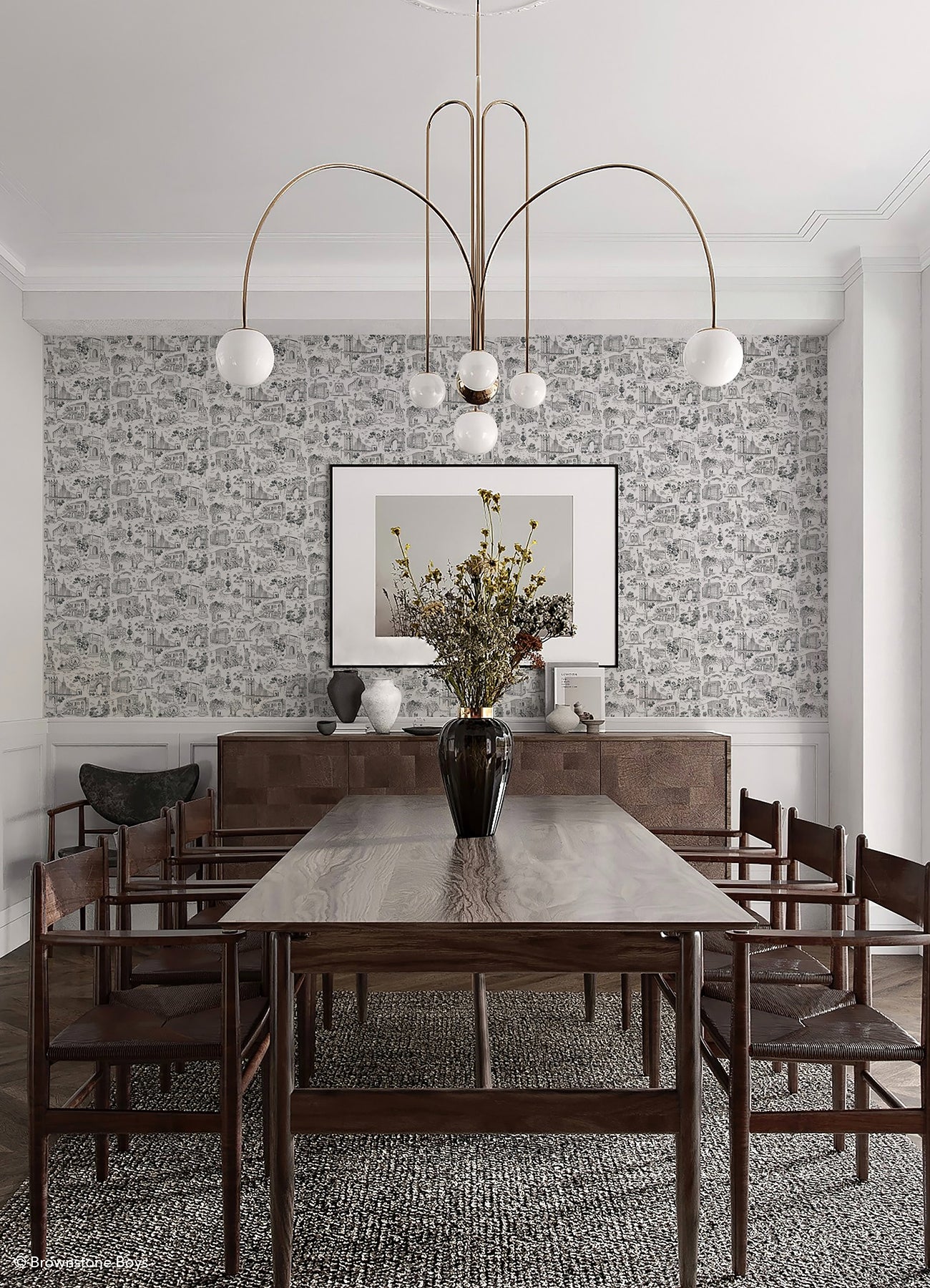 Toile de New York P&S Wallpaper in a room setting