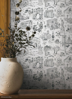 Toile de New York P&S Wallpaper in a room setting
