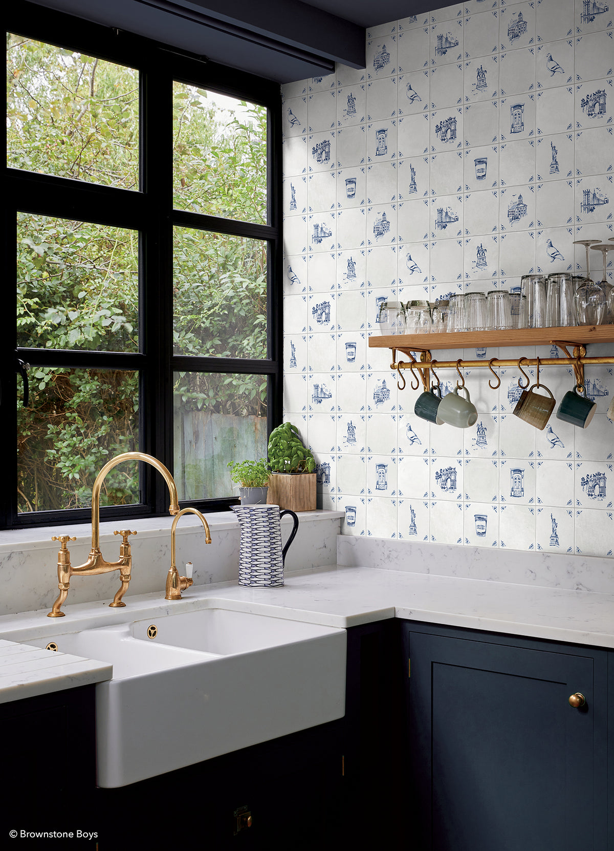 Brooklyn Delft P&S Wallpaper in a room setting