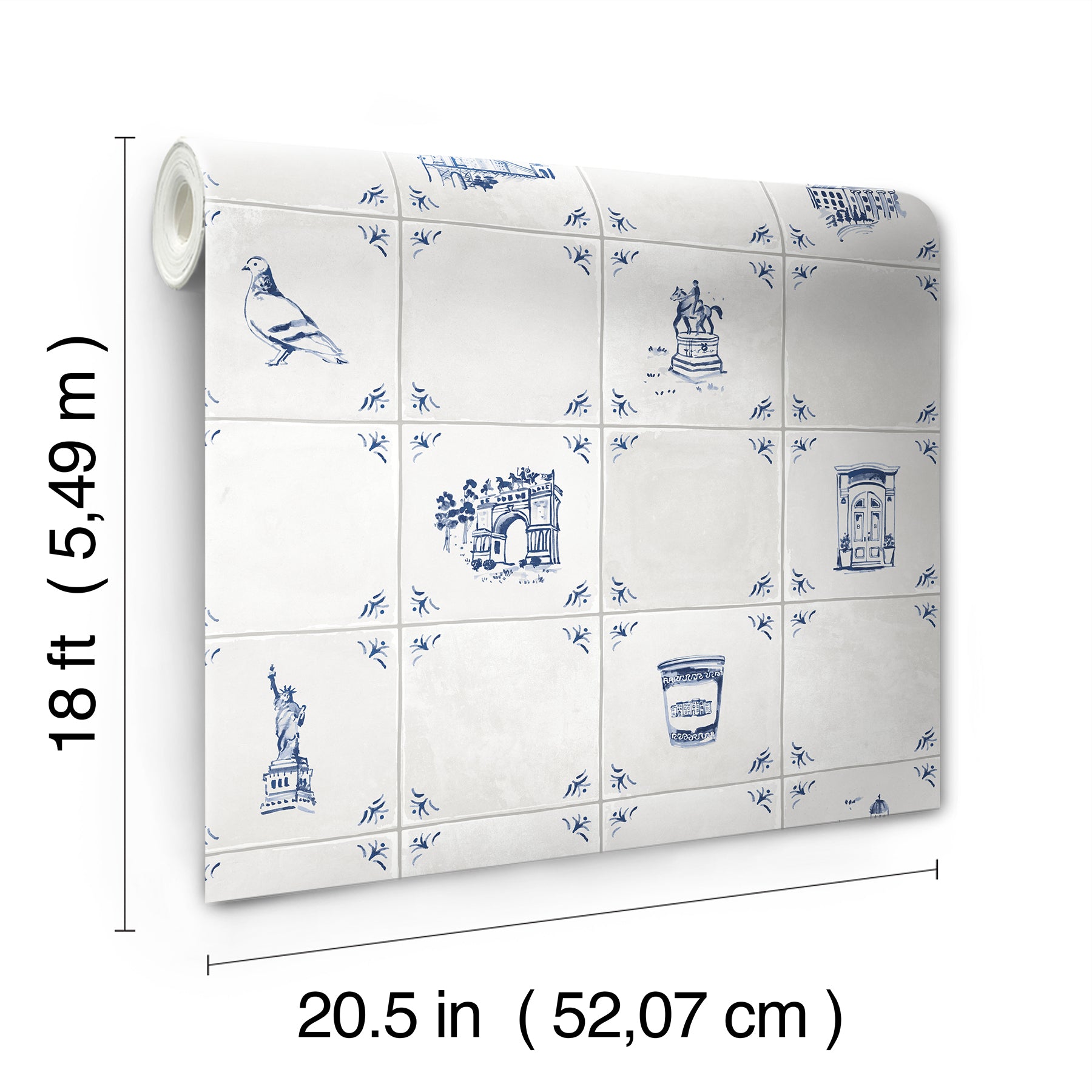 Brooklyn Delft P&S Wallpaper - dimensions