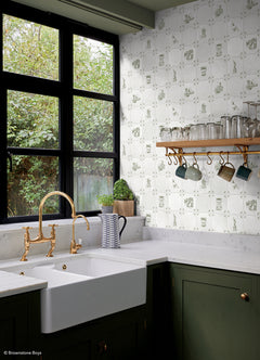 Brooklyn Delft P&S Wallpaper in a room setting