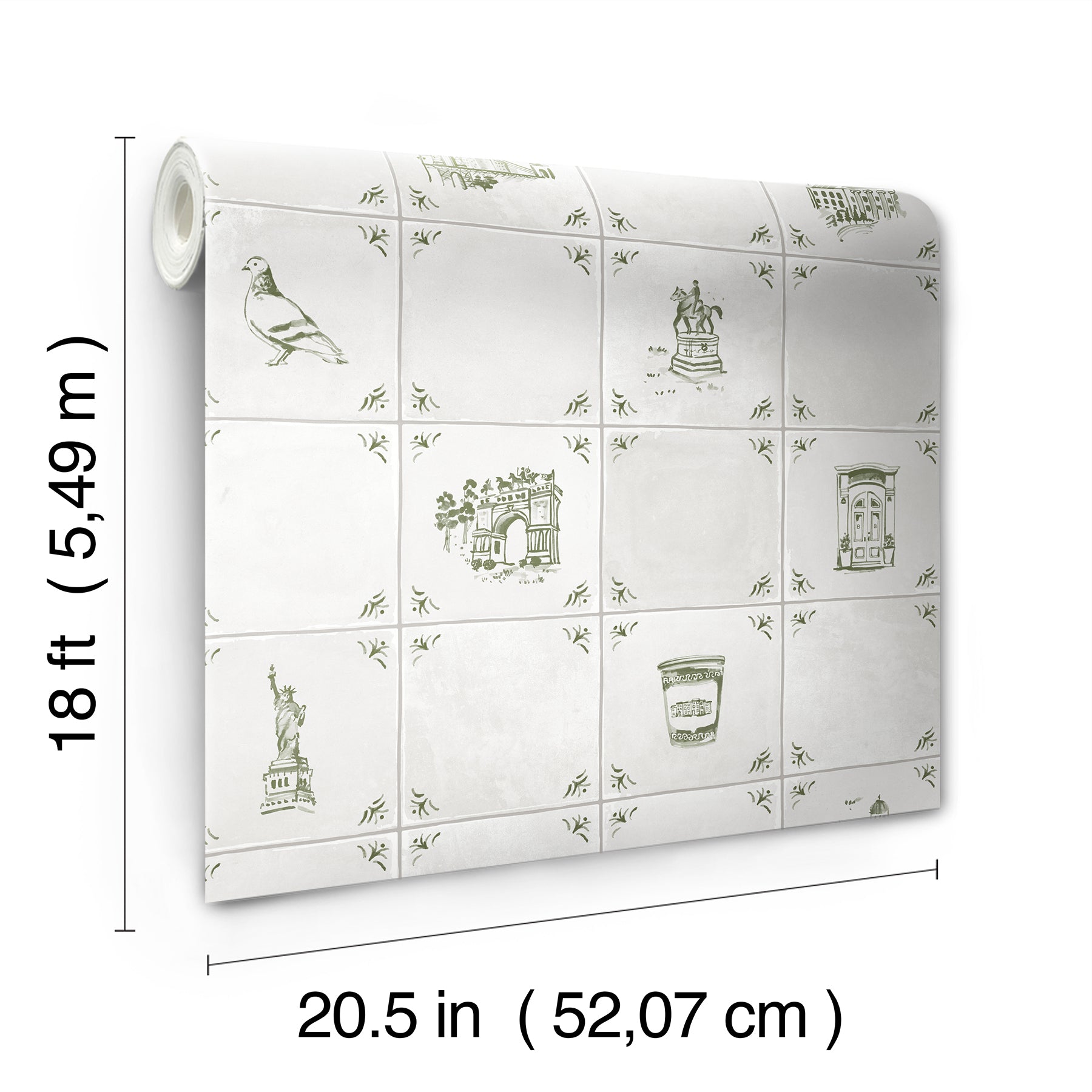 Brooklyn Delft P&S Wallpaper - dimensions
