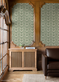 Brownstone Blooms P&S Wallpaper in a room setting