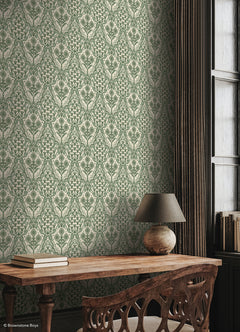 Brownstone Blooms P&S Wallpaper in a room setting