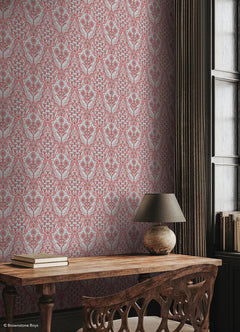 Brownstone Blooms P&S Wallpaper in a room setting