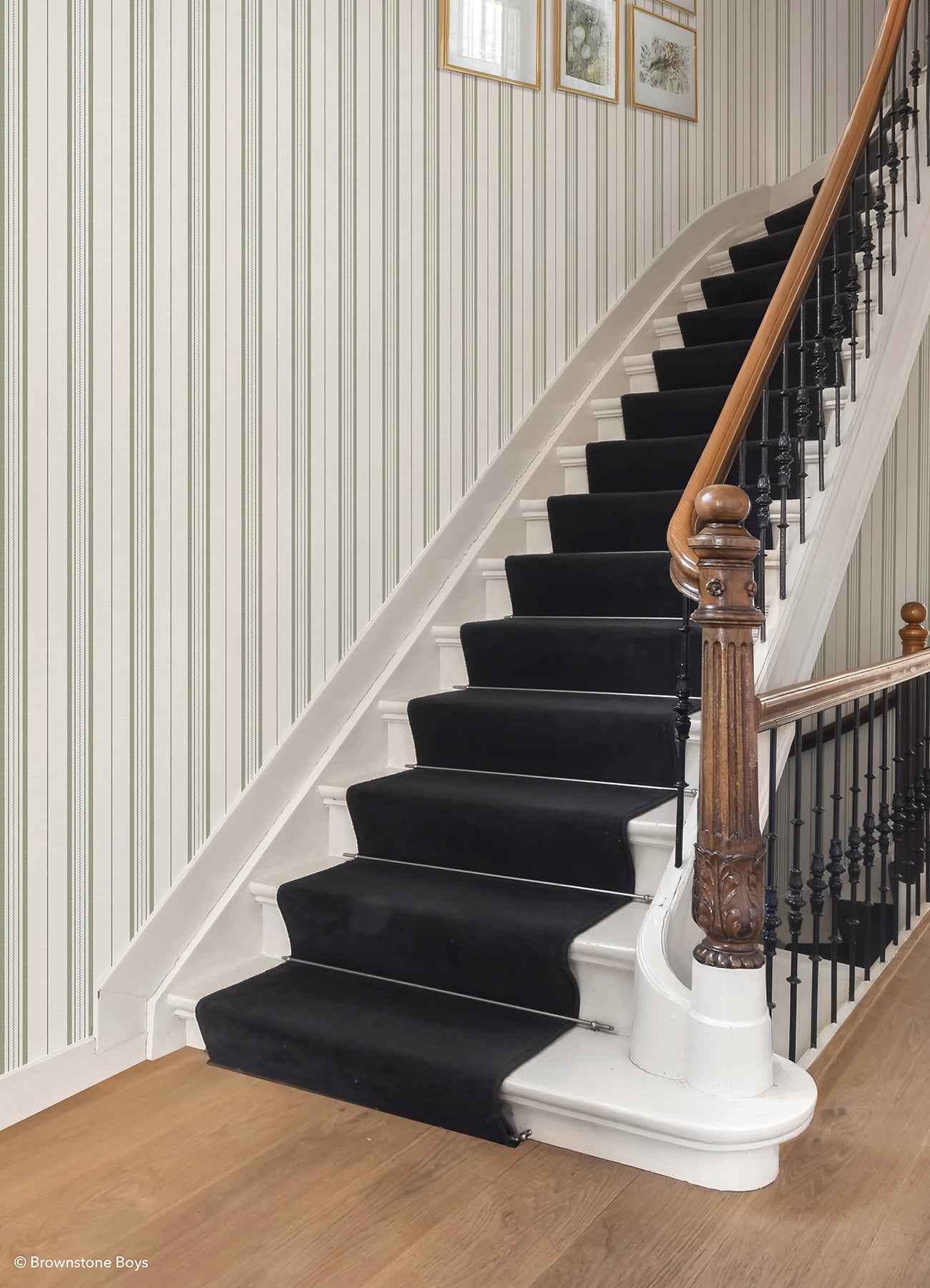 Townhouse Stripe P&S Wallpaper in a room setting