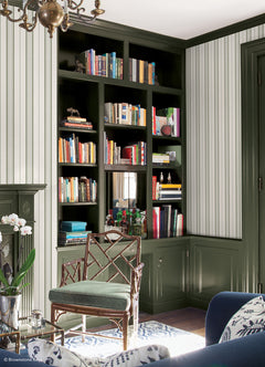 Townhouse Stripe P&S Wallpaper in a room setting