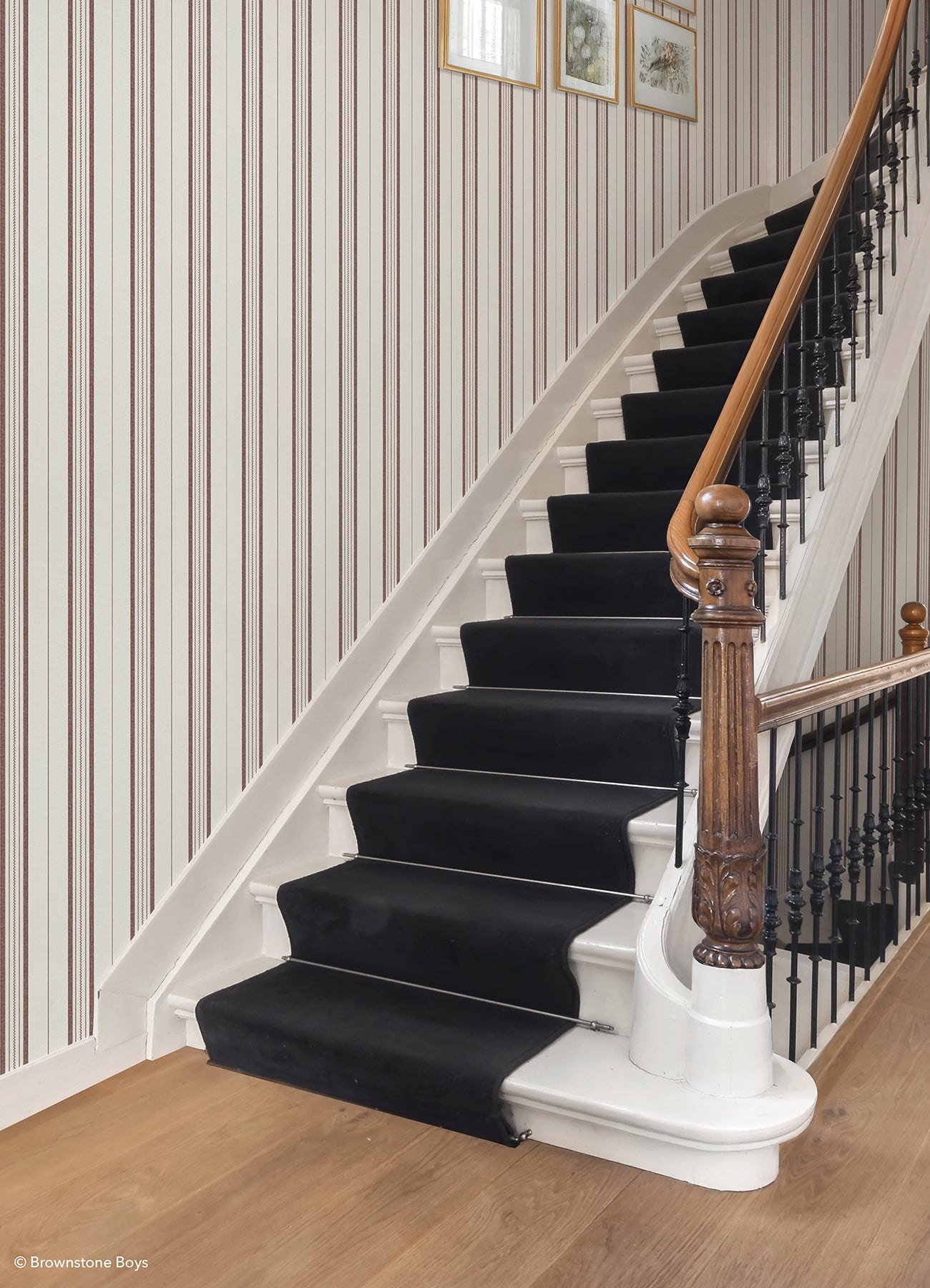 Townhouse Stripe P&S Wallpaper in a room setting