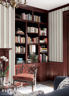 Townhouse Stripe P&S Wallpaper in a room setting