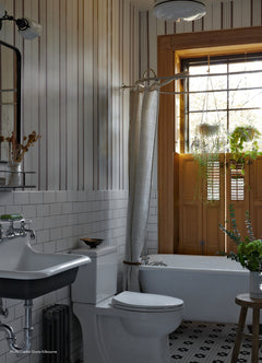 Townhouse Stripe P&S Wallpaper in a room setting