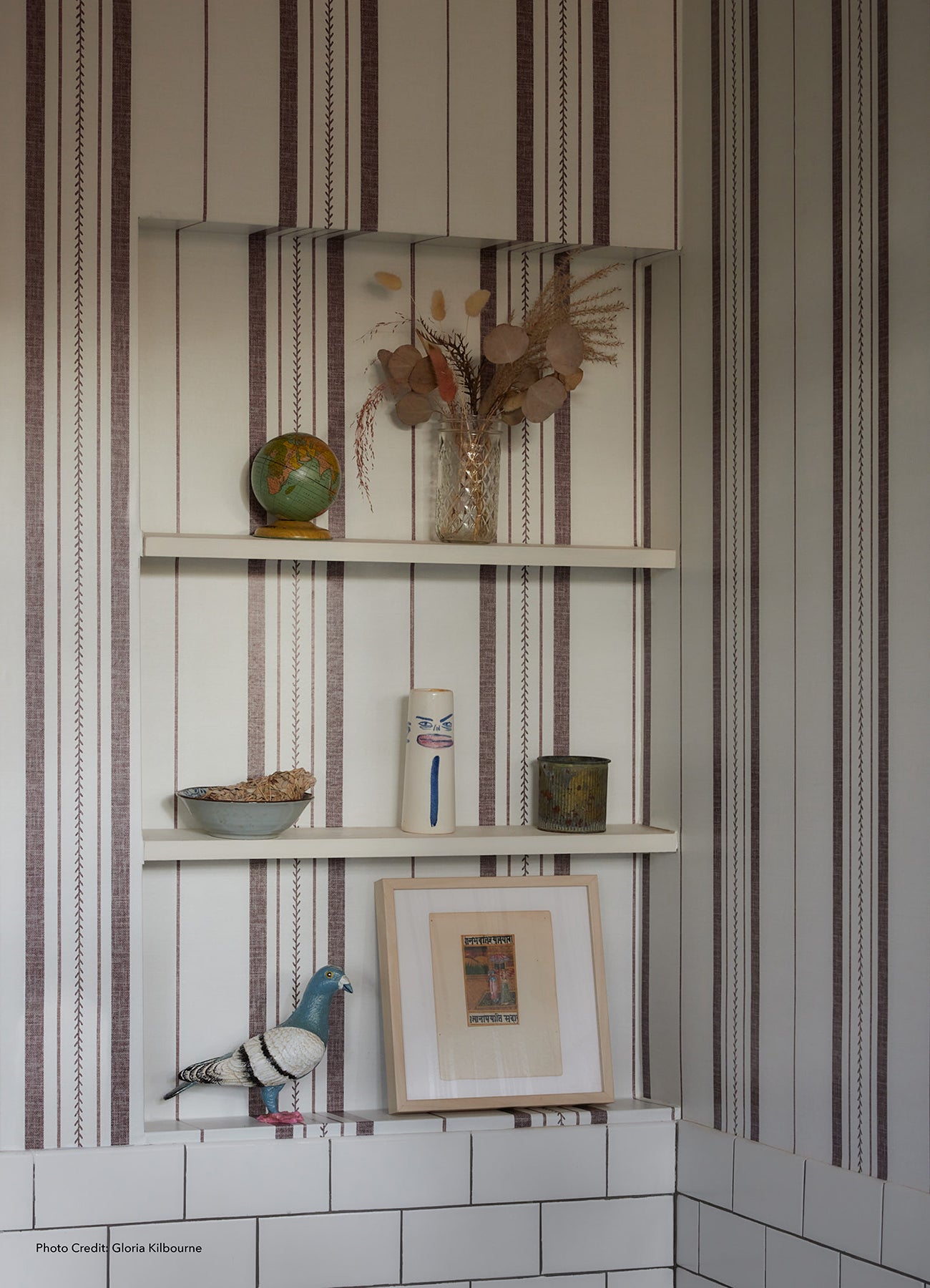 Townhouse Stripe P&S Wallpaper in a room setting