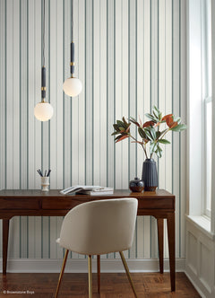 Townhouse Stripe P&S Wallpaper in a room setting