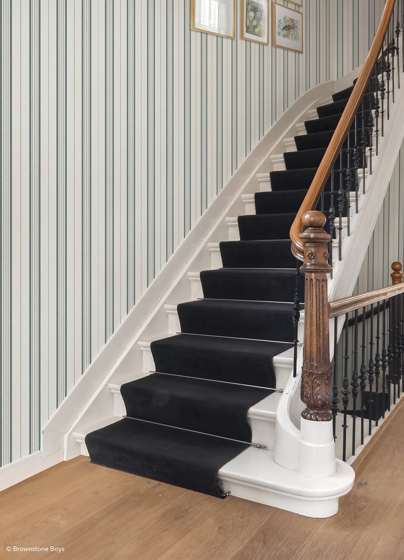 Townhouse Stripe P&S Wallpaper in a room setting