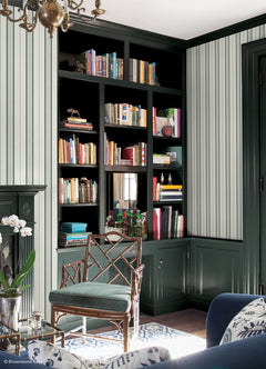 Townhouse Stripe P&S Wallpaper in a room setting