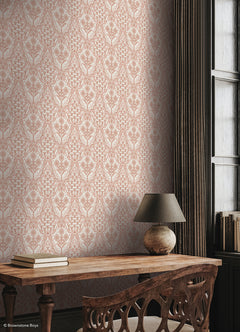 Brownstone Blooms P&S Wallpaper in a room setting