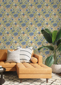 Moody June Blooms P&S Wallpaper in a room setting