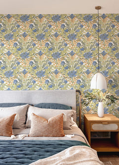 Moody June Blooms P&S Wallpaper in a room setting