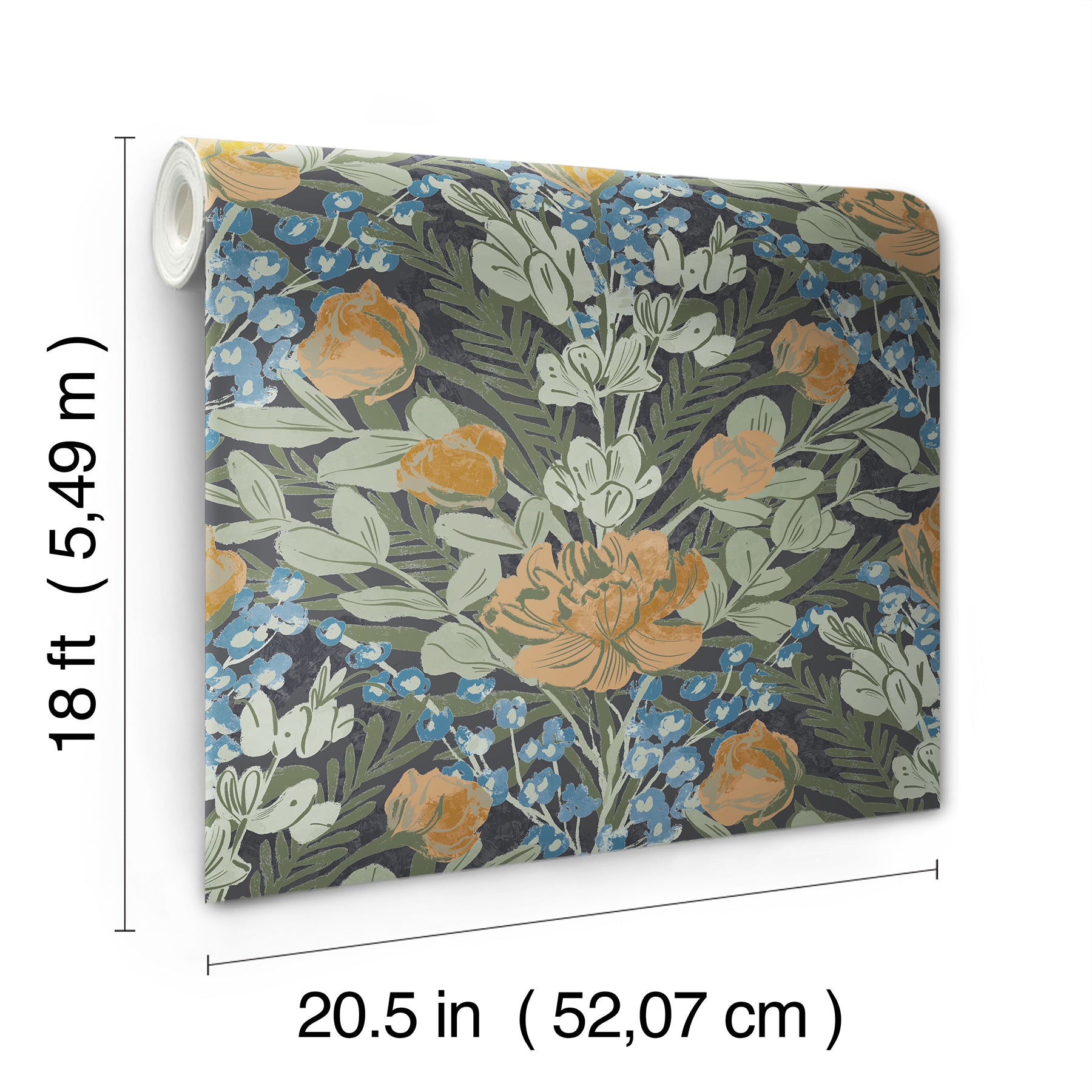 Moody June Blooms P&S Wallpaper - dimensions