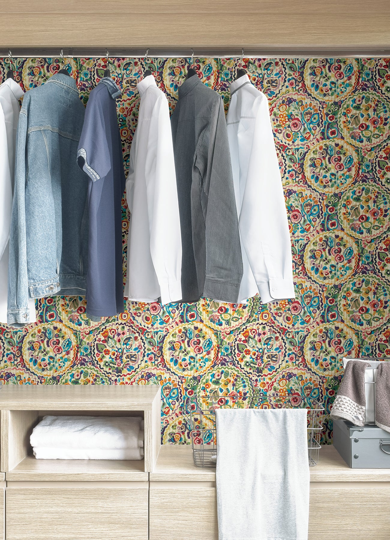 Camille Peel and Stick Wallpaper in a room setting