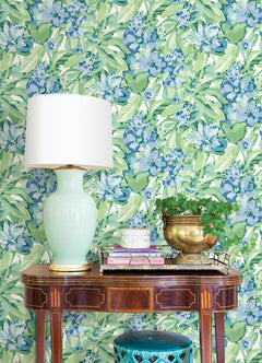 Belles Fleurs peel and stick wallpaper in a room setting