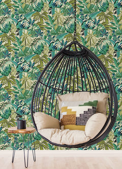 Feuilles P&S Wallpaper in a room setting