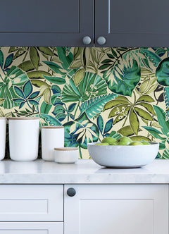 Feuilles P&S Wallpaper in a room setting