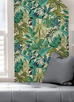 Feuilles P&S Wallpaper in a room setting