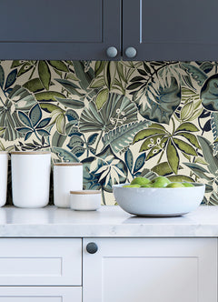 Feuilles P&S Wallpaper in a room setting