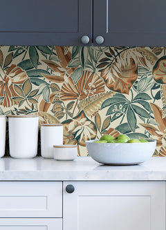 Feuilles P&S Wallpaper in a room setting