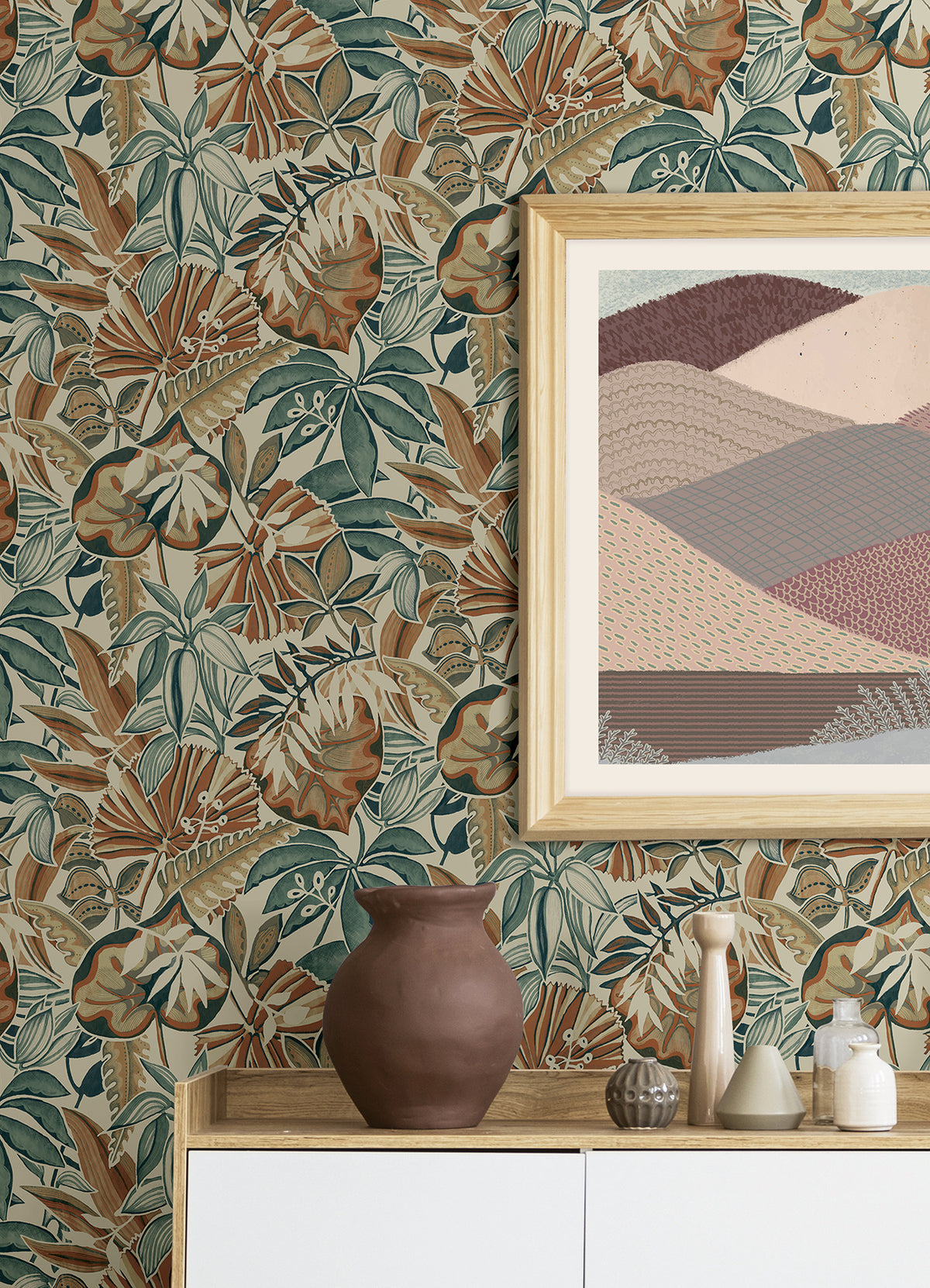 Feuilles P&S Wallpaper in a room setting