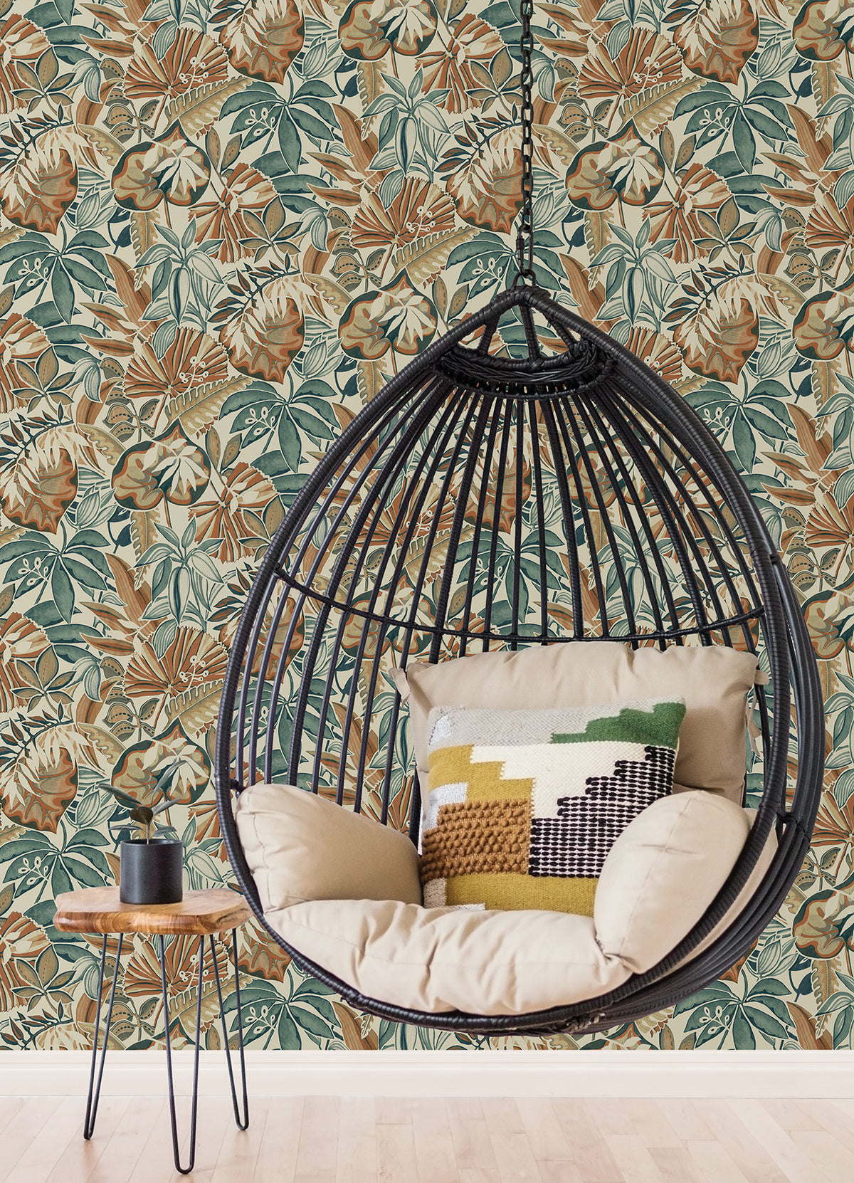 Feuilles P&S Wallpaper in a room setting