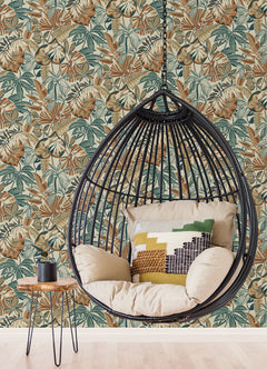 Feuilles P&S Wallpaper in a room setting