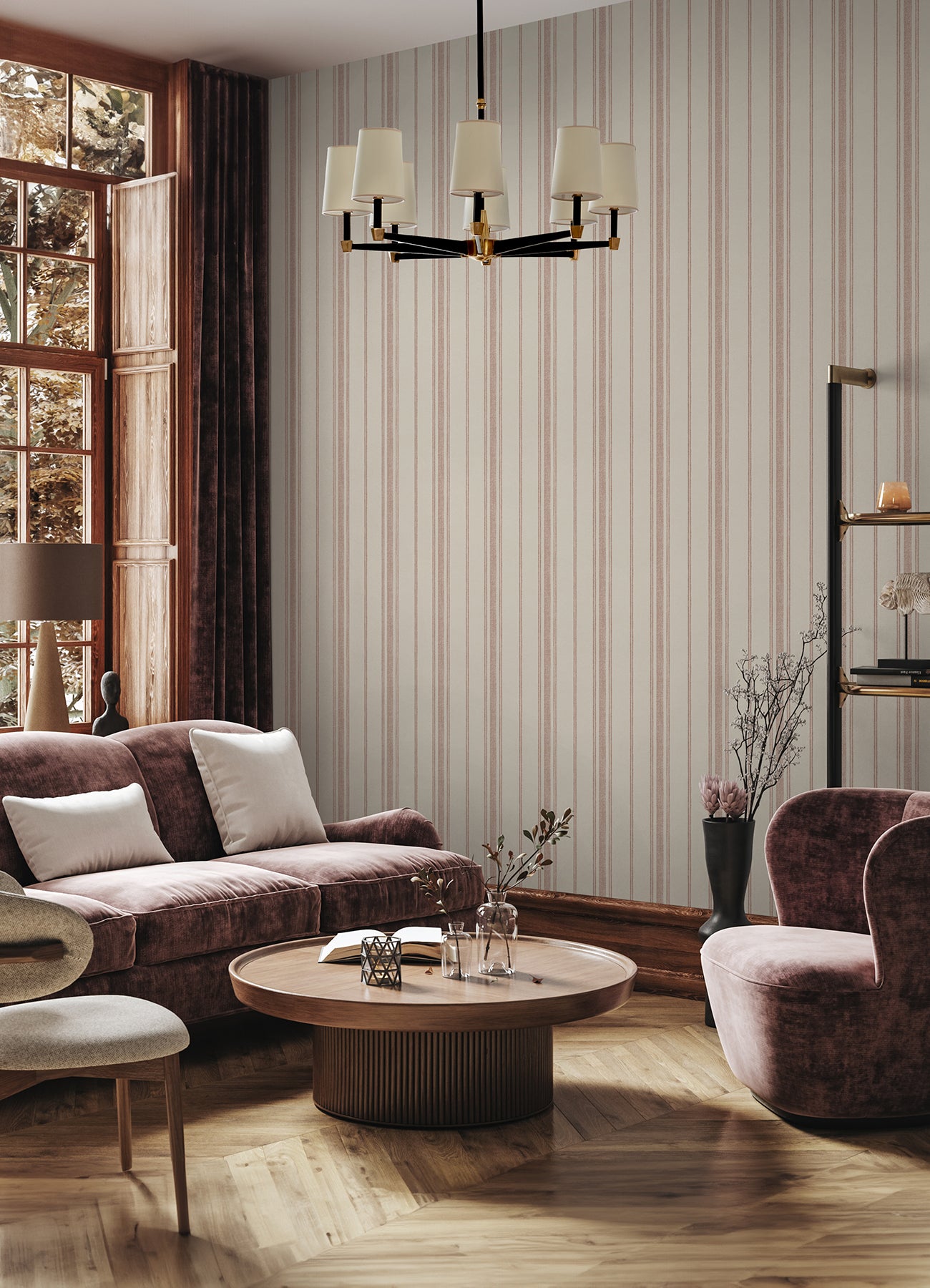 Alcott P&S Wallpaper in a room setting