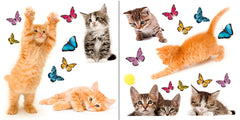 Playful Cats & Butterflies Window Stickers - panels