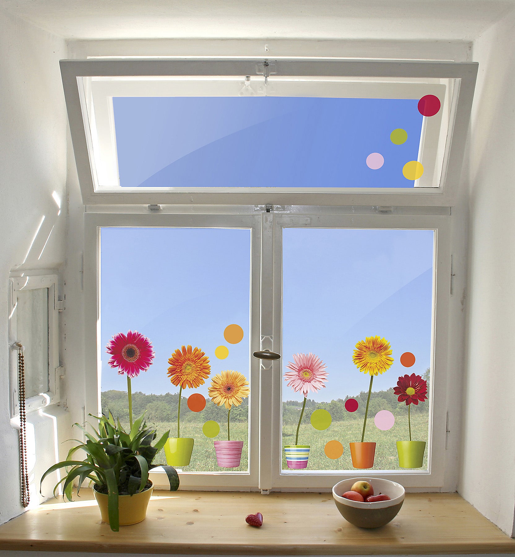 Gerberas Flowers Window Stickers in a room setting