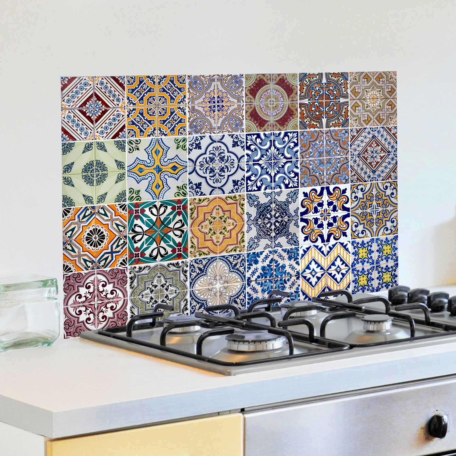 Azulejos Kitchen Panel Wall Decals in a room setting
