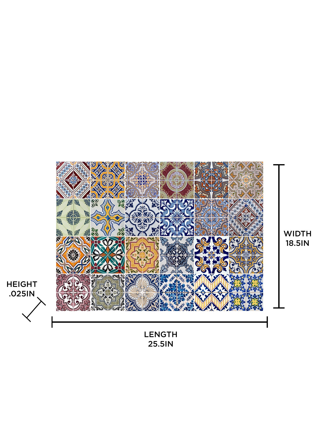 Azulejos Kitchen Panel Wall Decals - dimensions