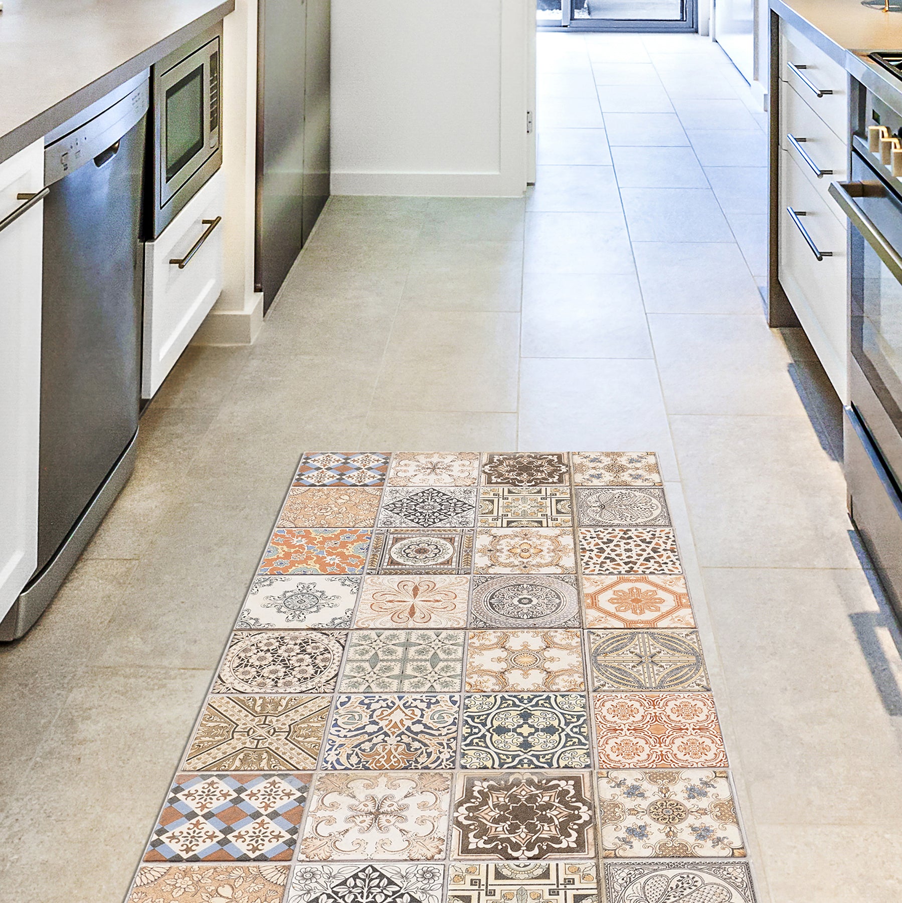 Persian Tiles Floor Runners in a room setting