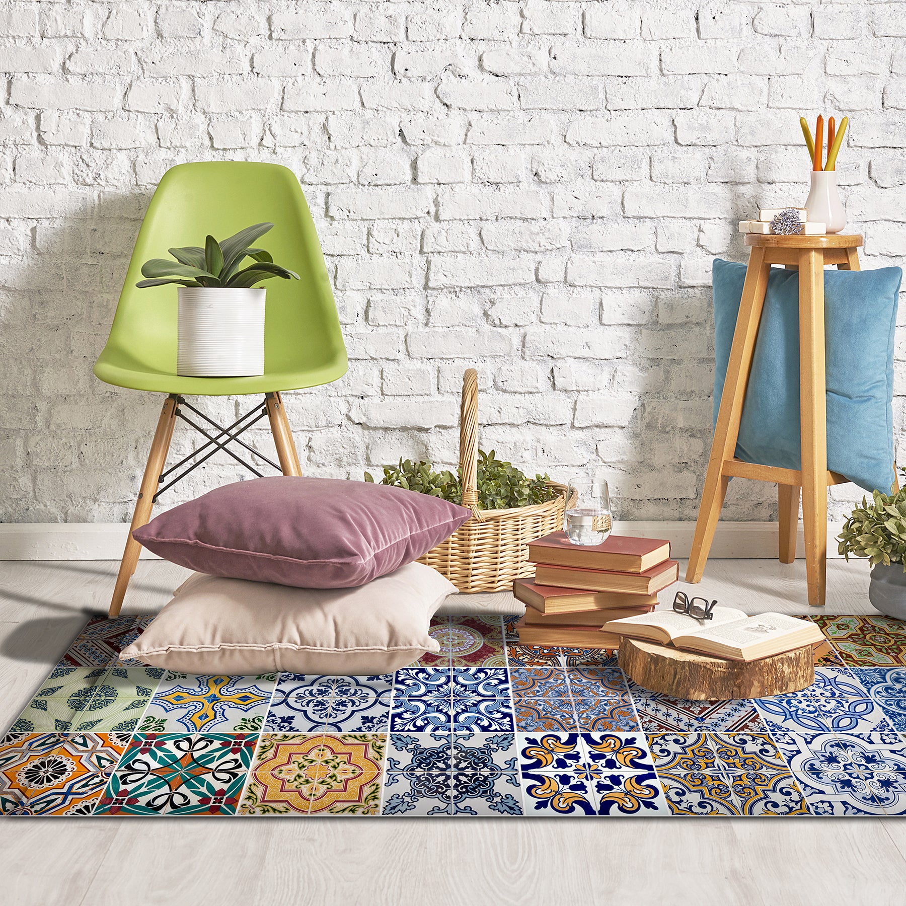 Spring Tile Floor Runners in a room setting