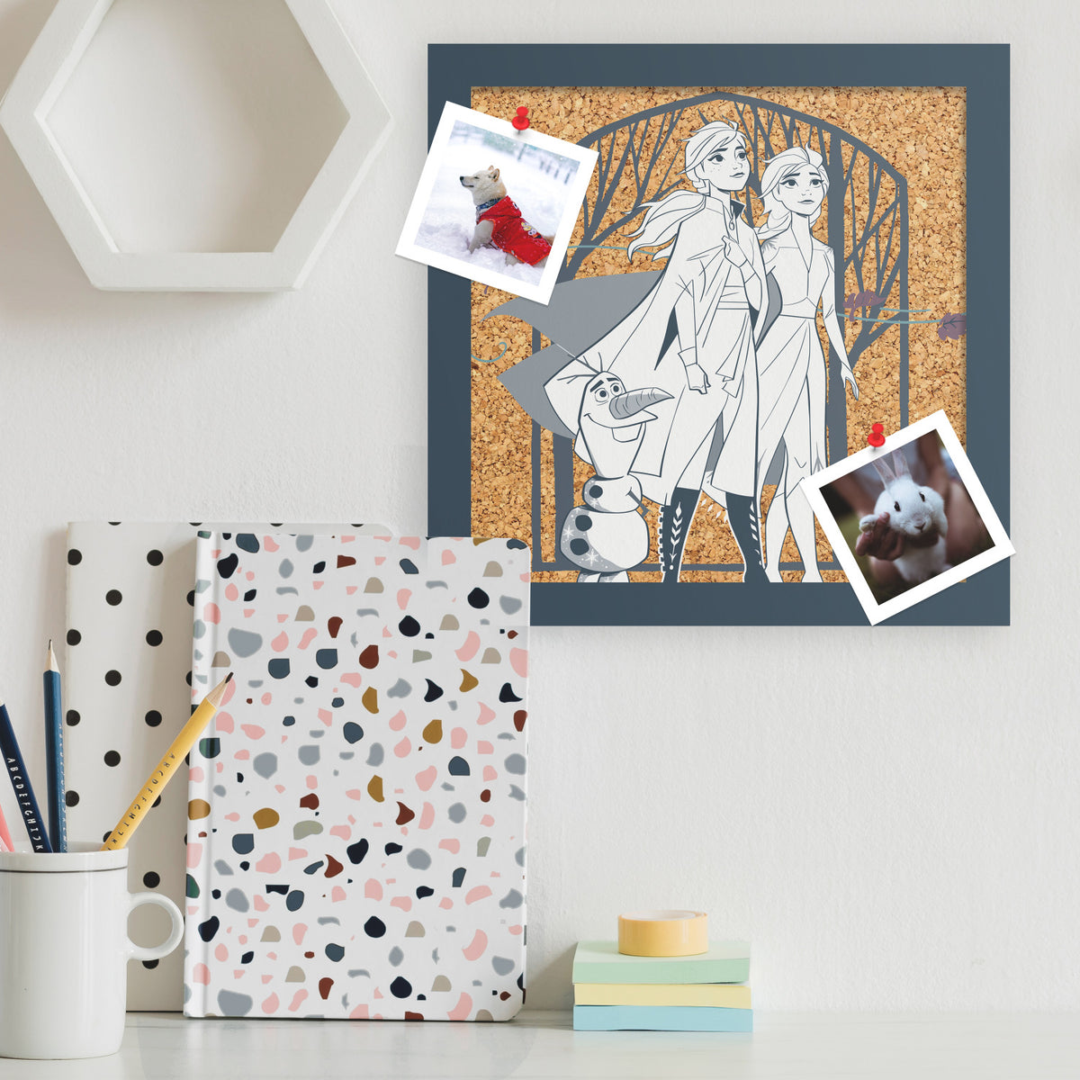 Frozen Ii Elsa, Anna & Olaf Cork Boards in a room setting